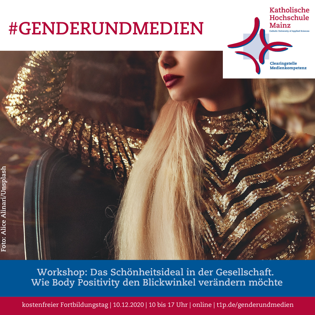 Eine Frau mit langen blonden Haaren und einem goldglitzernden Oberteil.
